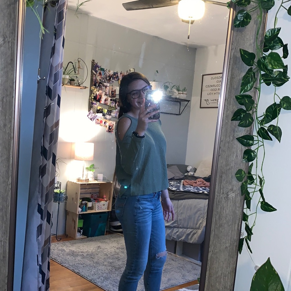 Love sleeve green t-shirt